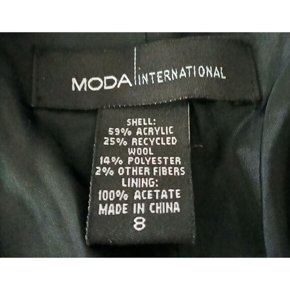 Moda International Women's Wool Blend Size 8 Blazer Jacket Button Up Black Work - Picture 7 of 8